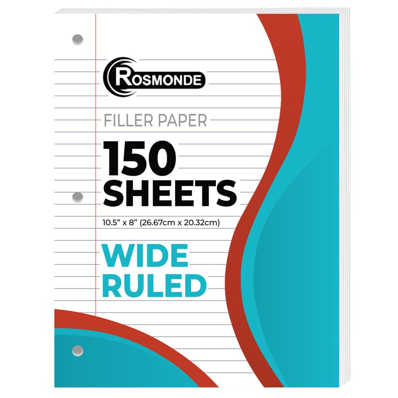 Wide Ruled Notebook Paper 900 Sheets Bulk Pack for Binders, 8x10.5