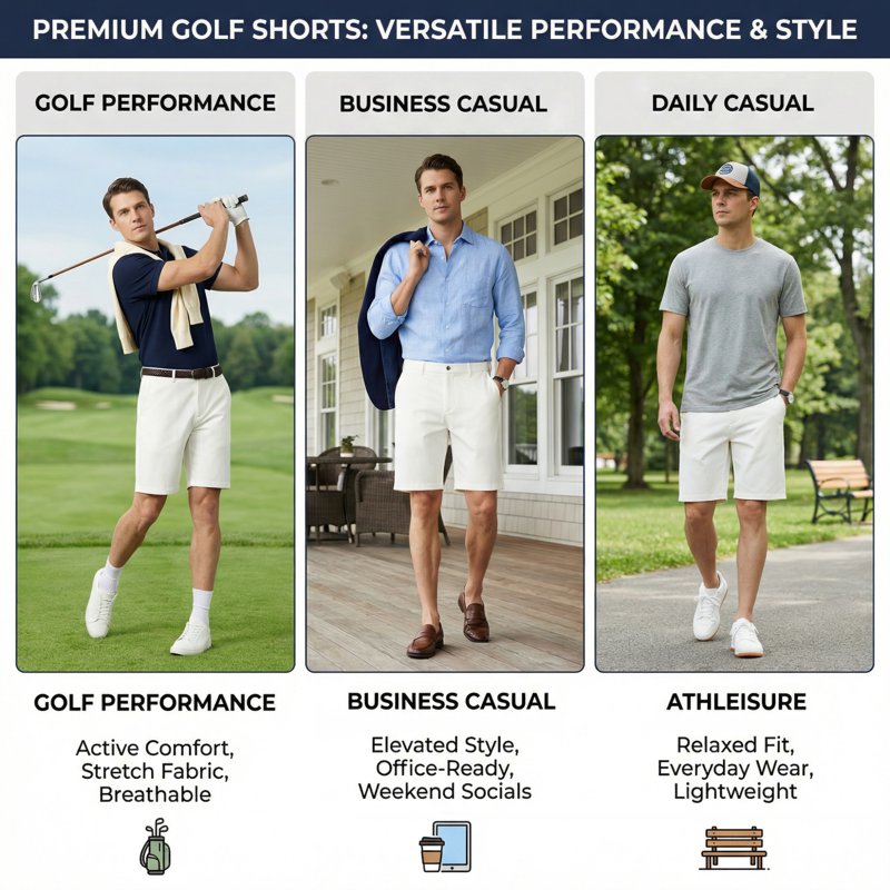 Men's 9-Inch Golf Shorts with Hidden Expandable Waist - Lightweight Bermuda