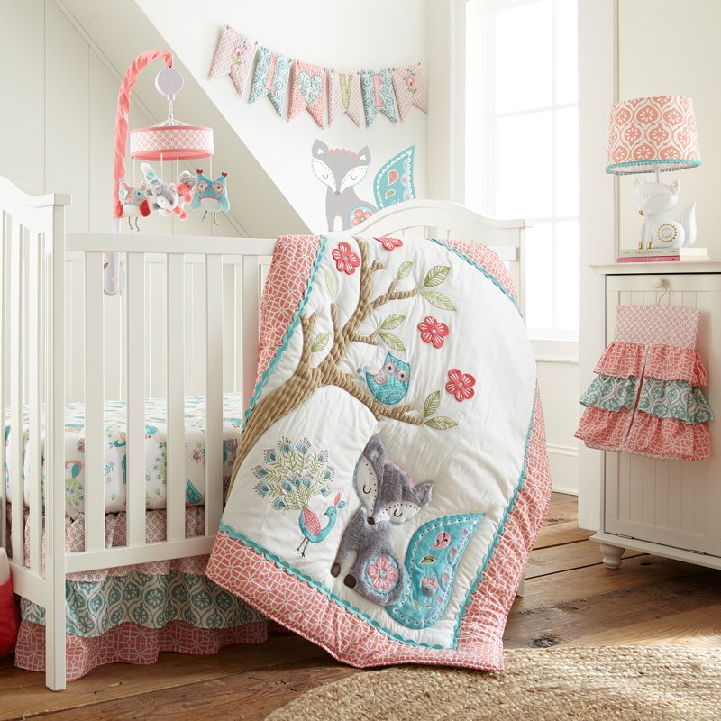Nursery Table Lamp Base & Shade - Pink, Teal, White - 22 Inch - Baby Accessories