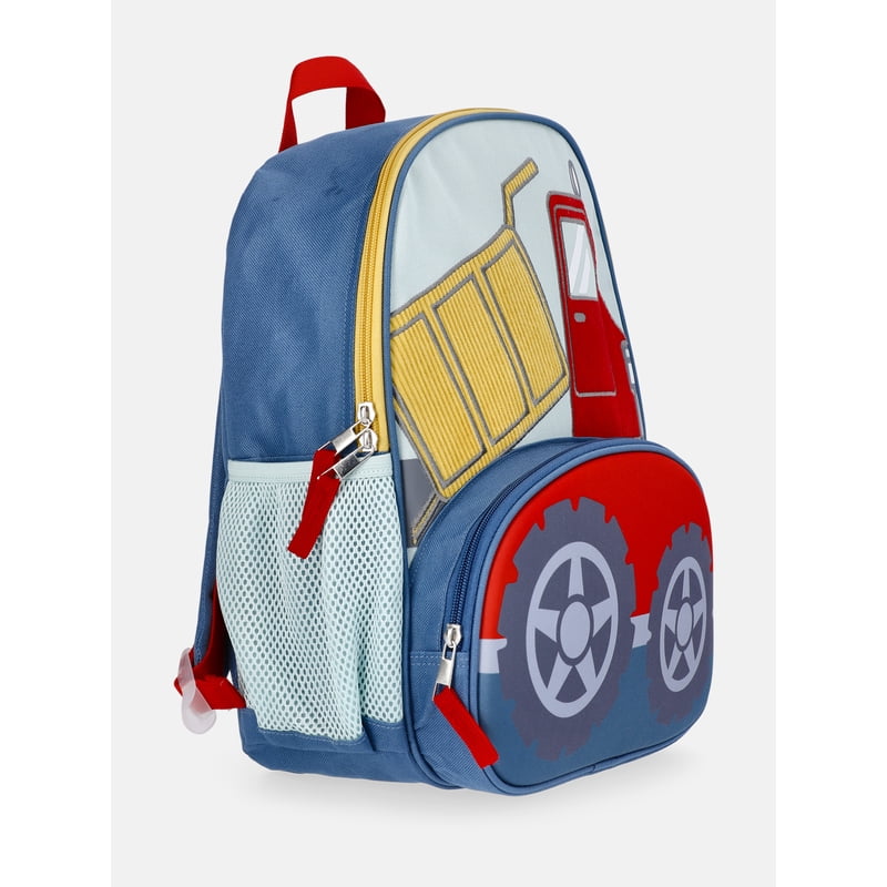 Toddler Beep Beep Dump Truck Backpack with Wheels - 13.5 Inch Kids School Bag