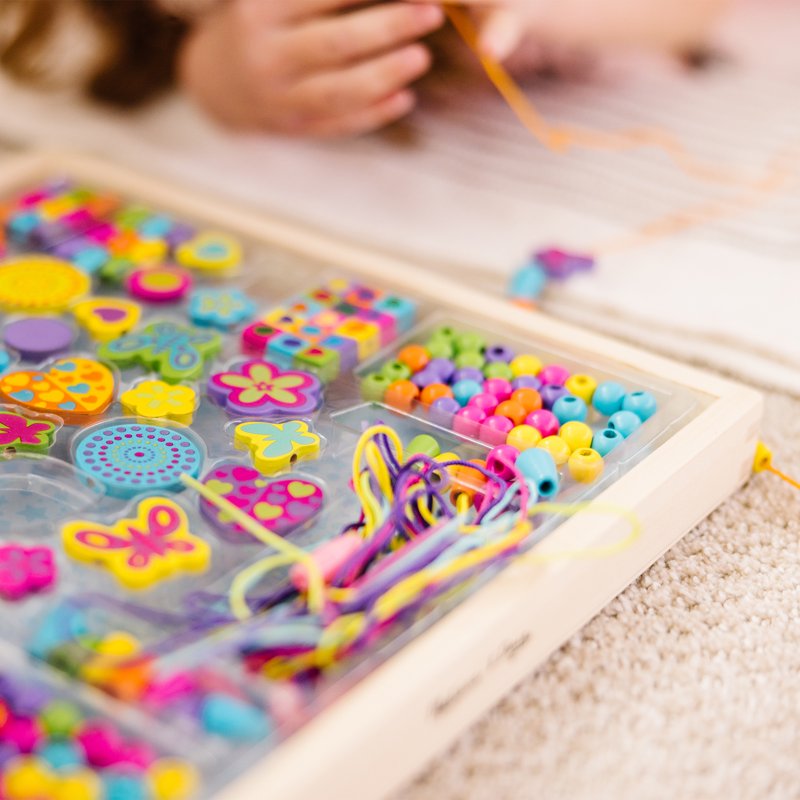 Deluxe Wooden Bead Set for Jewelry Making - 220+ Beads & 8 Cords for Kids