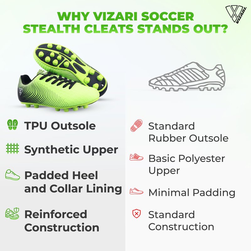 Youth Soccer Cleats - Vizari Stealth Firm Ground Kids Football Shoes