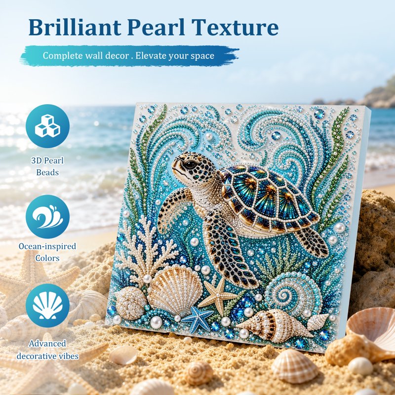 Variation of THIS listing: Ocean Theme Pearl Art DIY Kit 3D Turtle Diamond Painting with Frame
