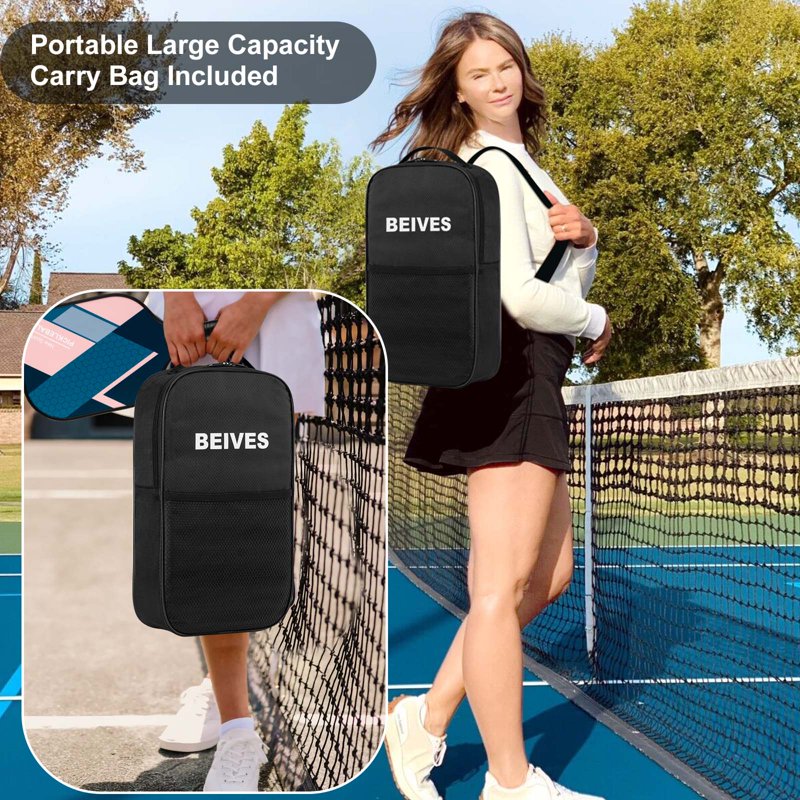 Pickleball Paddles 4-Pack with 4 Balls & Carry Bag - Lightweight 7.9 oz Fiberglass Racket, Non-Slip Grip (Green) - For Men & Women