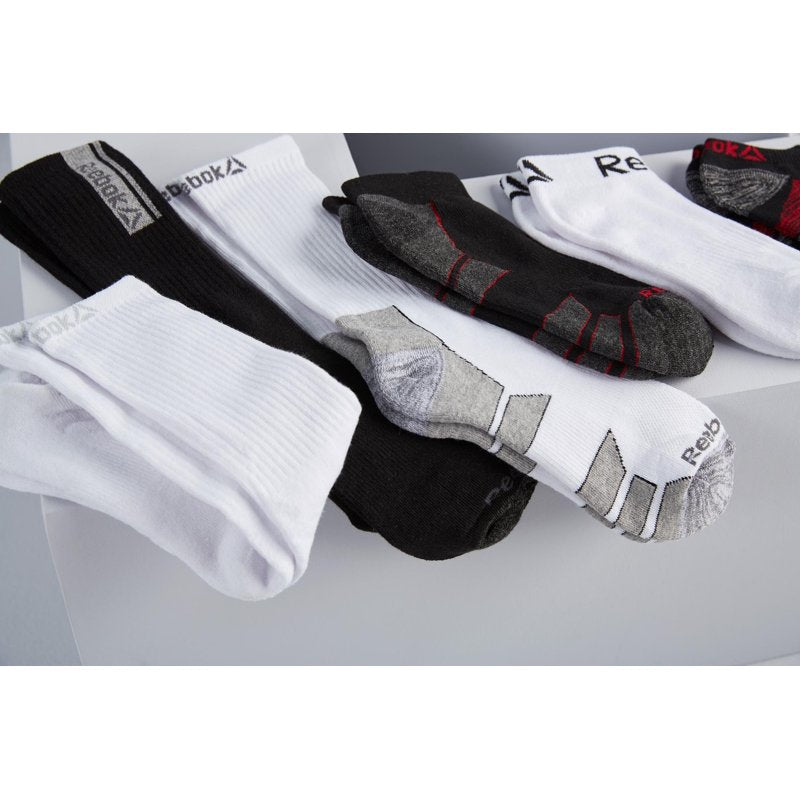 Reebok Men's Pro Series Lightweight Ankle Socks 6-Pack - White, 6-12.5