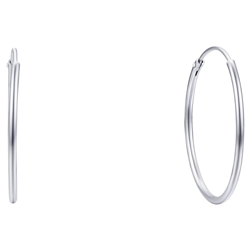 Sterling Silver Endless Hoop Earrings Set - 17mm, 24mm, 30mm Jewelry