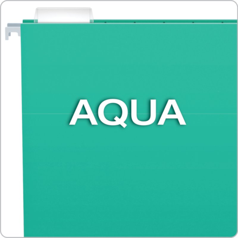 Recycled Letter Size Hanging Folders Aqua 25-Pack with Tabs & Labels