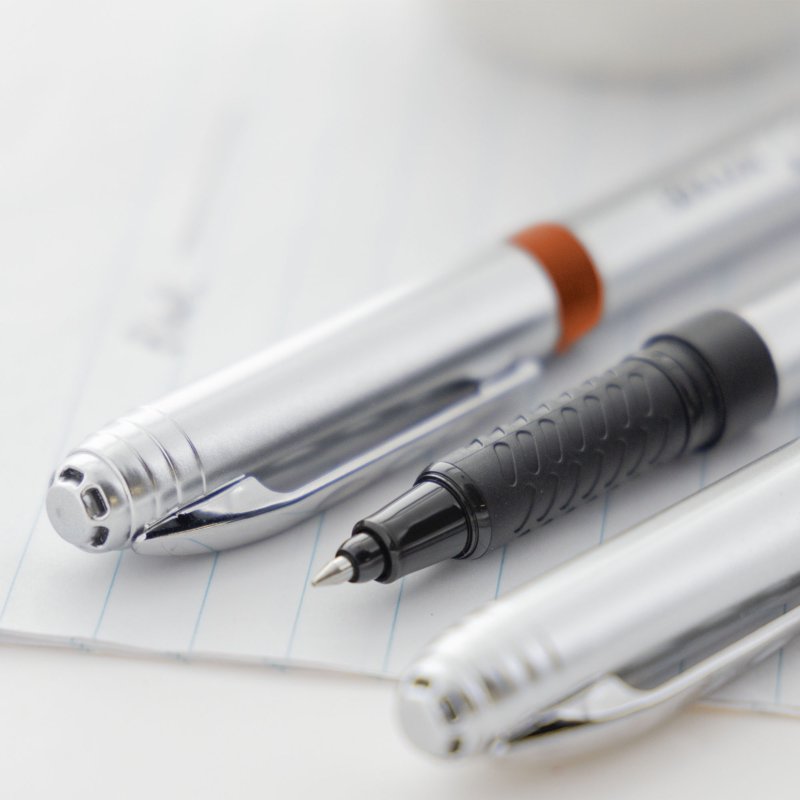 Assorted Rollerball Pens with Rubber Grip - 0.7mm Fine Point, 3 Pack