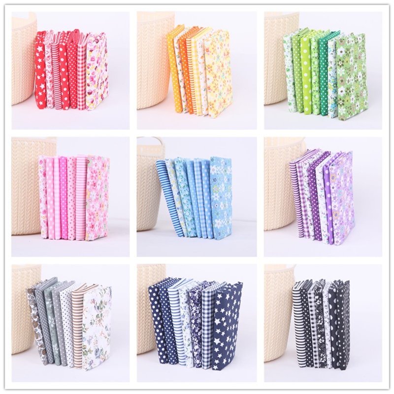 Cotton Fabric Bundle for Quilting & Sewing – 7 Assorted Patchwork Squares