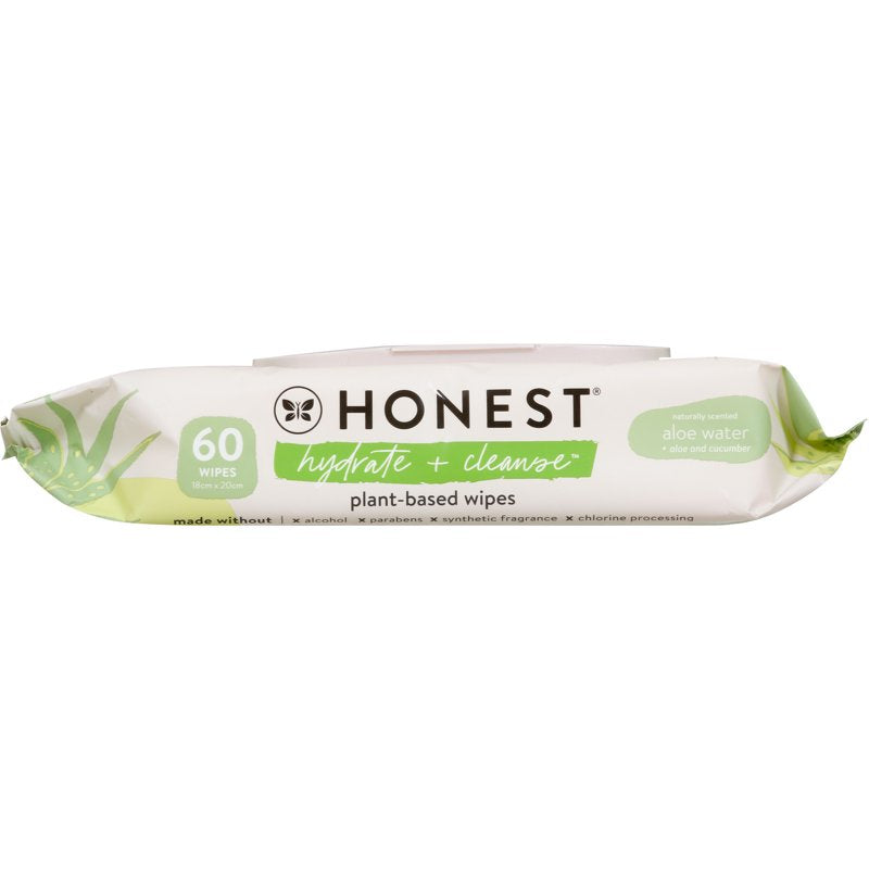 Hydrating & Cleansing Baby Wipes - All Natural Aloe & Cucumber, 60+ Count