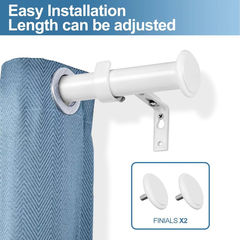 Adjustable 1-inch Metal Curtain Rod Set with Finials for Windows
