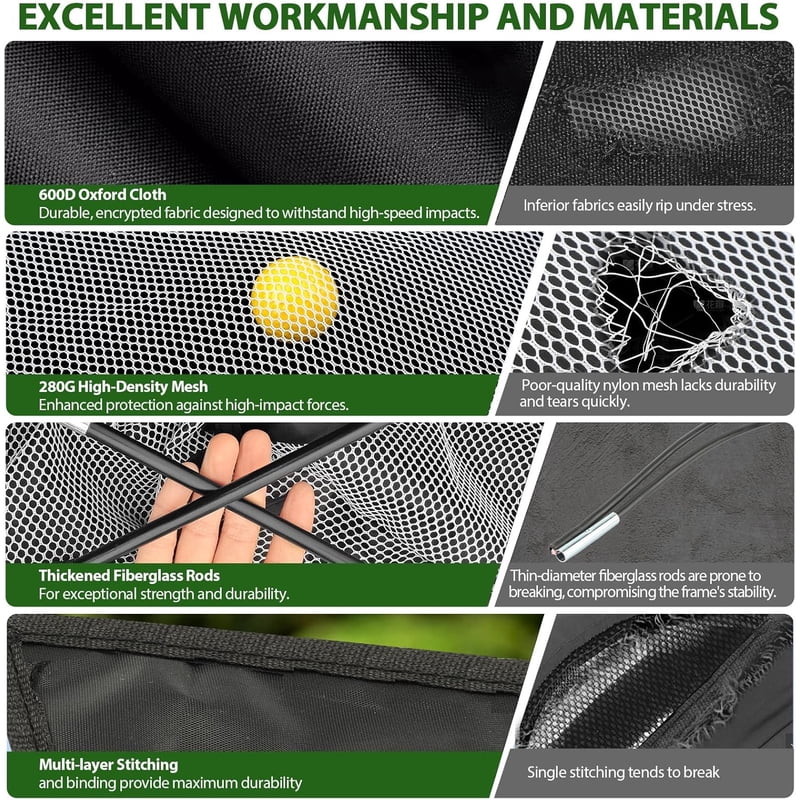 Golf Practice Net 10x7 Ft with Multi-Target Turf Mat Balls & Bag