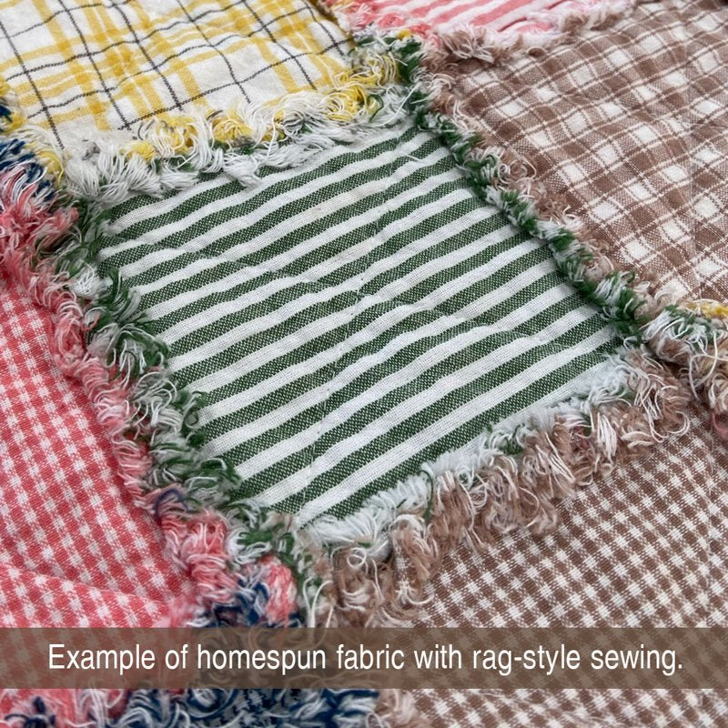Cotton Homespun Fabric by the Yard - Green White Stripe for Quilting & Crafts