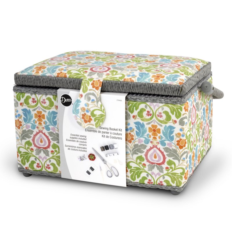 Medium Sewing Basket Kit with Essential Supplies - Organizer & Tools