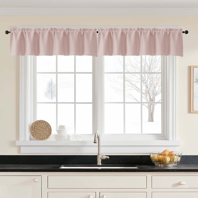 Room Darkening Window Valances 2 Pcs - Short Kitchen & Bedroom Curtains