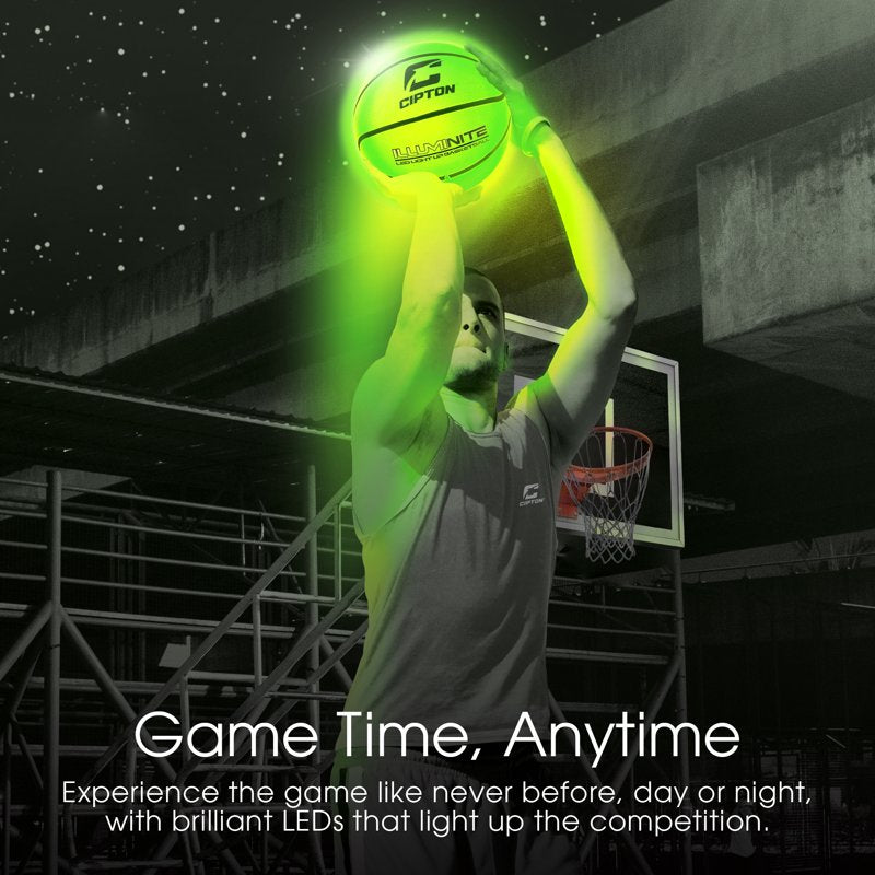Light Up Basketball Size 6 28.5-Inch LED Glow Rubber Ball for Indoor Outdoor Play