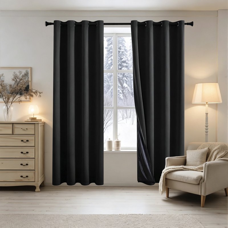 Blackout Thermal Insulated Grommet Window Curtains for Living Room - 1 Panel