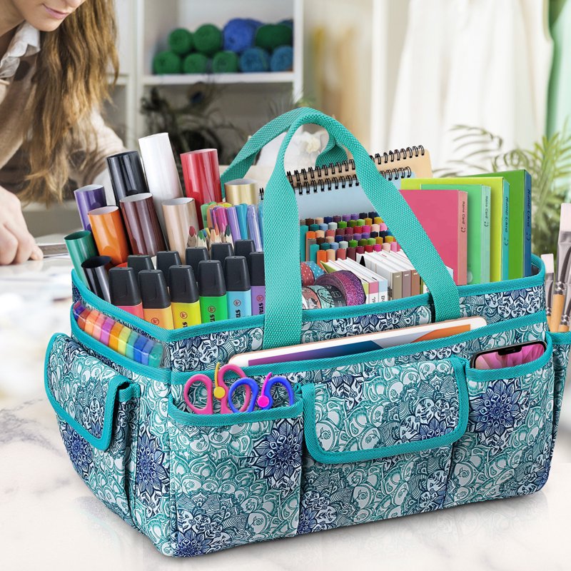 Large Multi-Functional Craft Storage Tote Bag with Pockets and Divider