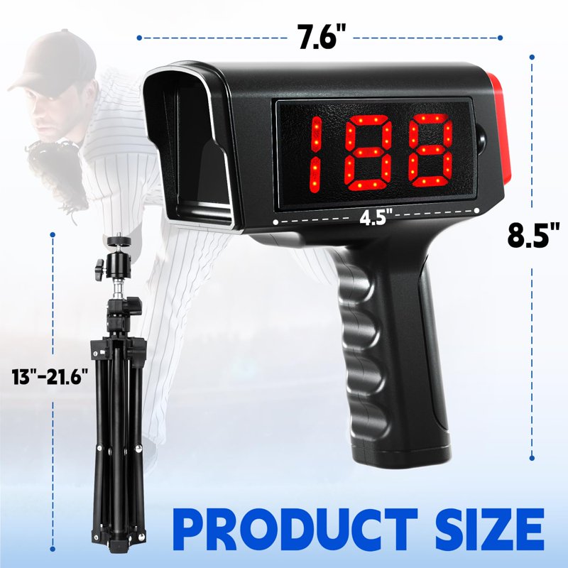 Baseball Radar Gun with LED Display and Tripod - Accurate Speed Measurement