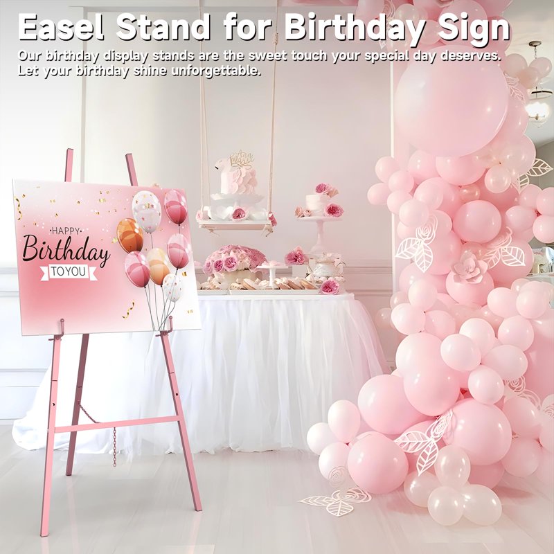 Adjustable Metal Easel Stand for Sign Display and Artwork - Heavy Duty, Foldable, Multiple Heights