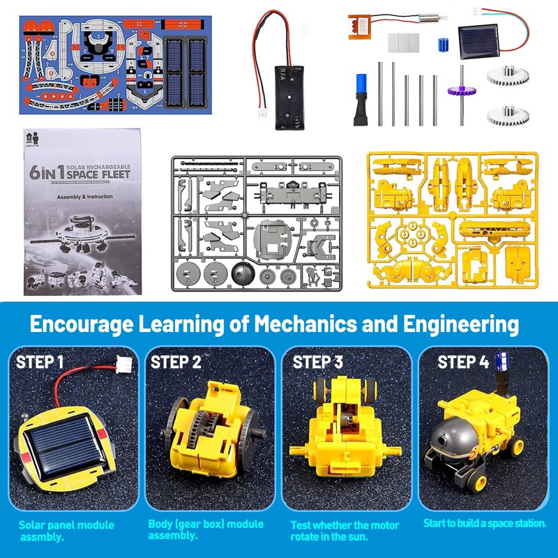 6-in-1 Solar Robot Kit for Kids STEM Educational Science Toys - Ages 8-12