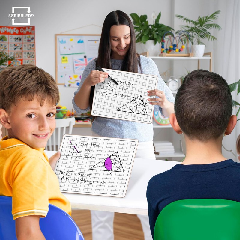 Large Double-Sided Graph Dry Erase Board - 11 x 14 Inch Whiteboard for Math & Learning