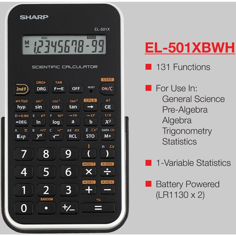 Scientific Calculator with 146 Functions, Large LCD & Hard Case - Black