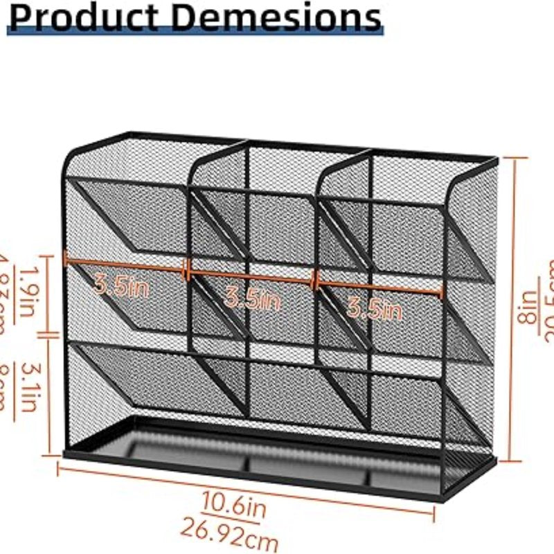 Mesh Desk Organizer with 10 Compartments for Office & Home Storage