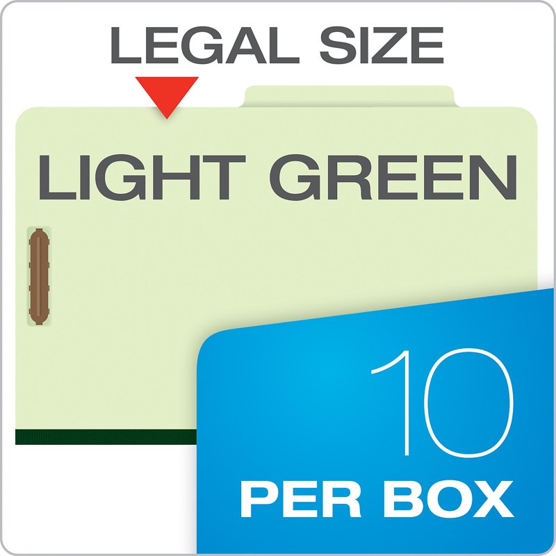 Legal Size Light Green Classification Folder with 2 Dividers & Expanding Spine