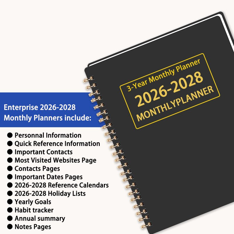2026-2028 Monthly Calendar Planner - 3 Year Schedule Organizer, Slim & Portable