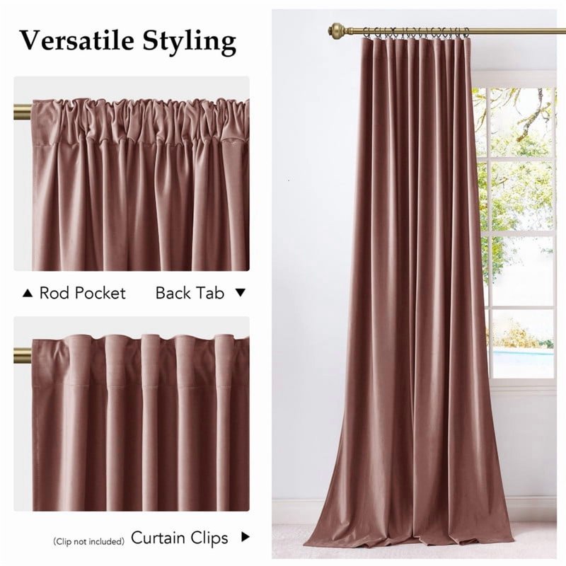 Velvet Blackout Curtains for Bedroom & Living Room - Thermal Insulated Drapes Set of 2