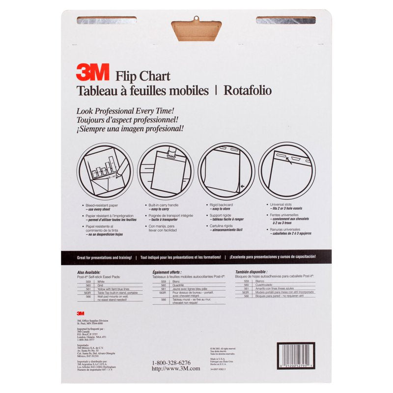 3M Easel Pad Flip Chart - 25x30 Inches, 40 Sheets, Pack of 2