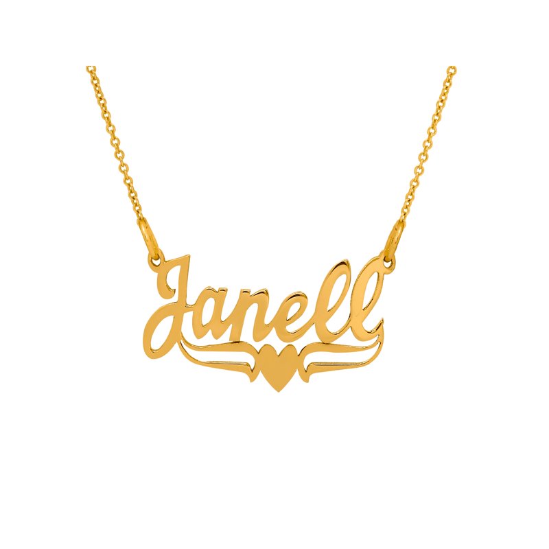 Personalized Name Necklace with Heart & Tail - Customizable Jewelry for Women