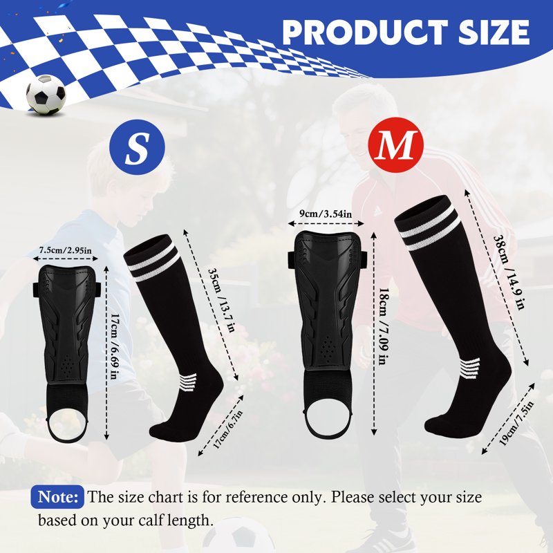 Amaopus 2-in-1 Youth Soccer Shin Guards & Socks (M) - Ankle Protection, Lightweight