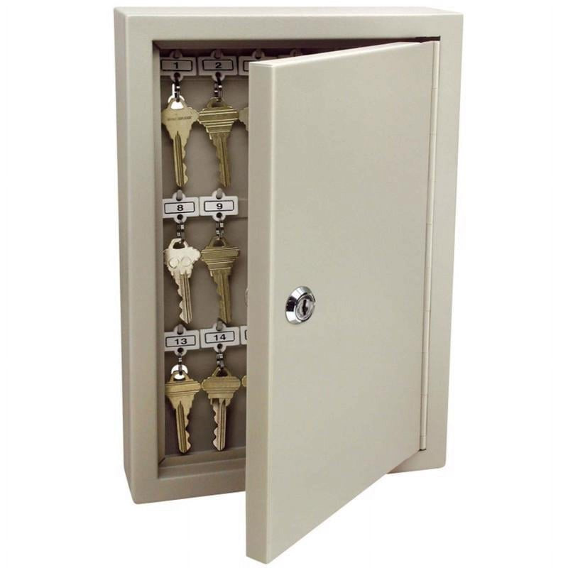 Steel Key Cabinet with Cam Lock, 30-Key Capacity, Beige Enamel Finish