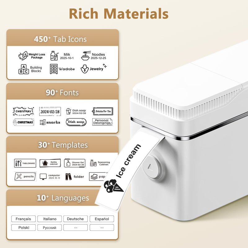Portable Bluetooth Label Maker with Tape for Organizing & Storage