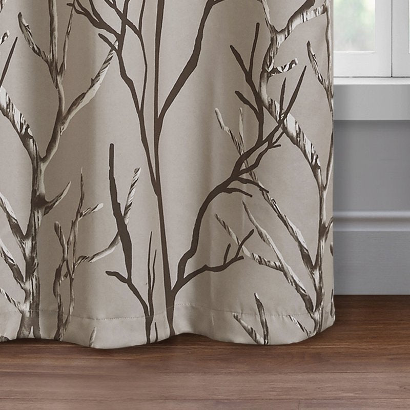 Blackout Curtain Panel with Nature-Inspired Branch Print - 40 x 84 Inches