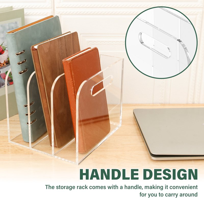 Acrylic Magazine File Holder with 3 or 5 Compartments Desk Document Organizer