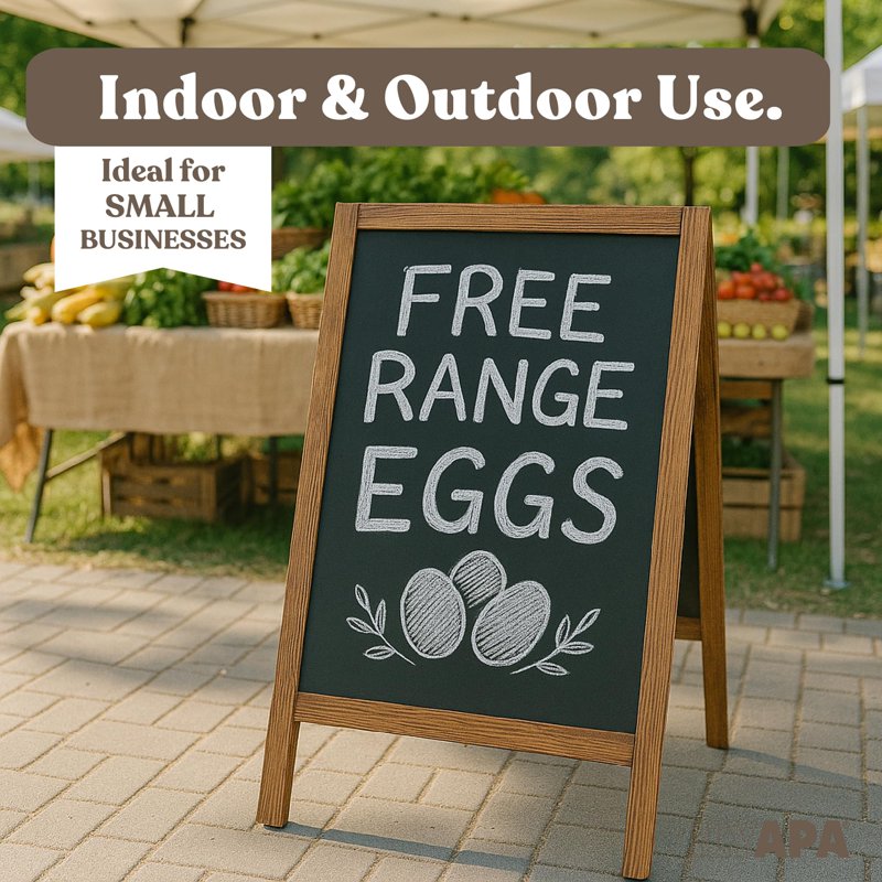 Outdoor Wooden Sandwich Board Sign with Chalk & Eraser - 40x20 Inches