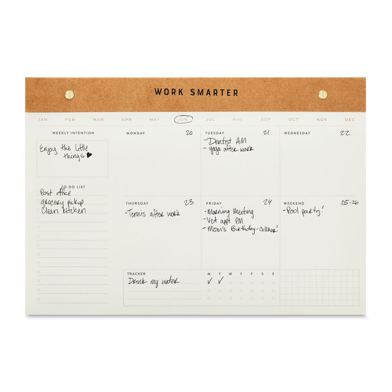 Desk Pad Weekly Planner - Undated Kraft 14 x 9.75 Inch with 60 Sheets