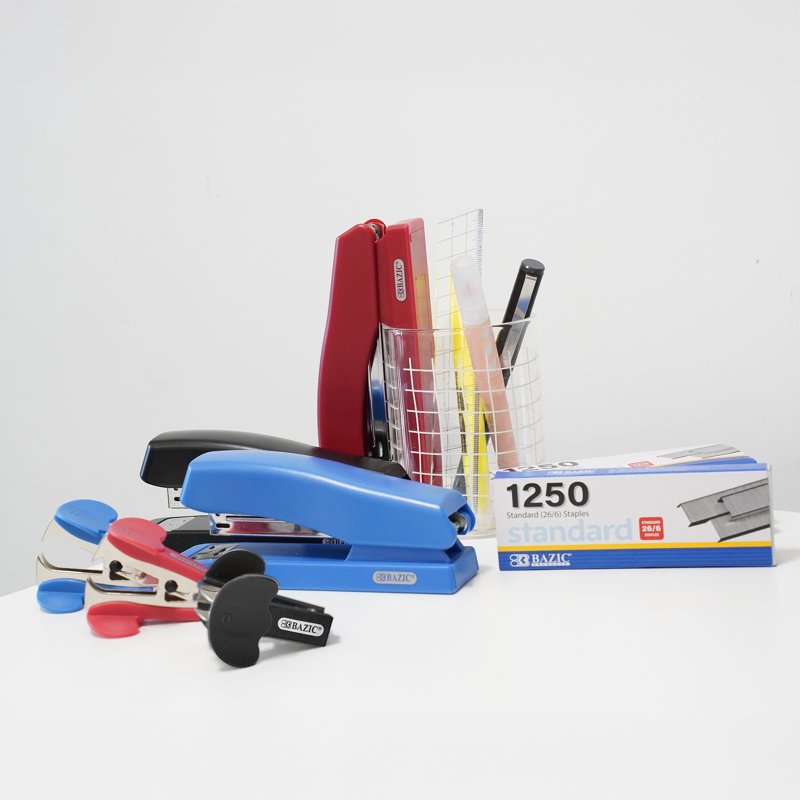 BAZIC 12-Pack Desktop Stapler Set with 1250 Staples & Remover
