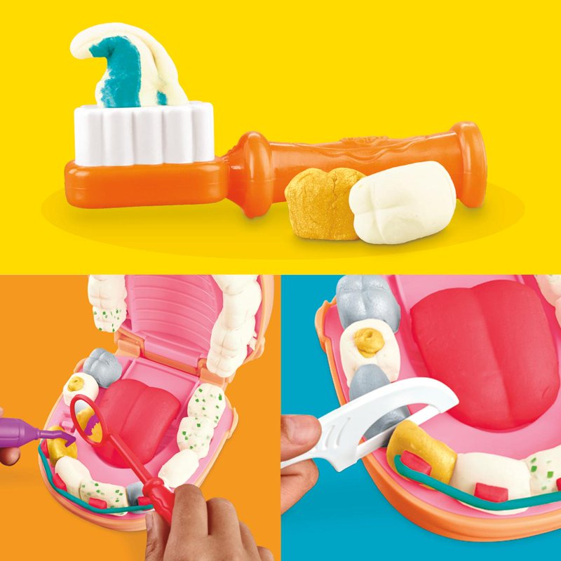 Play-Doh Dentist Playset with 8 Modeling Cans and 10 Dental Tools for Kids 3+