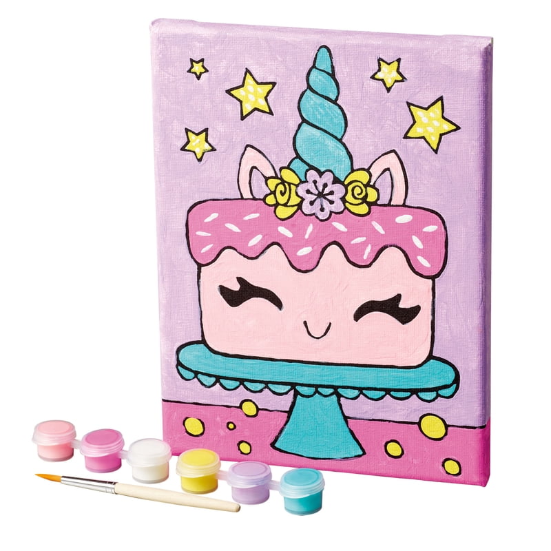Paint Your Own Unicorn Cupcake Canvas Kit - DIY Art Set for Kids & Teens
