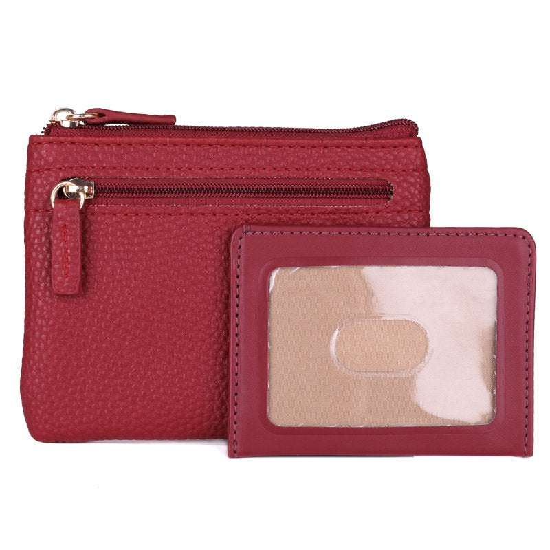 Women's RFID Coin & Card Case with Pebble Textured Vegan Leather - Multiple Colors