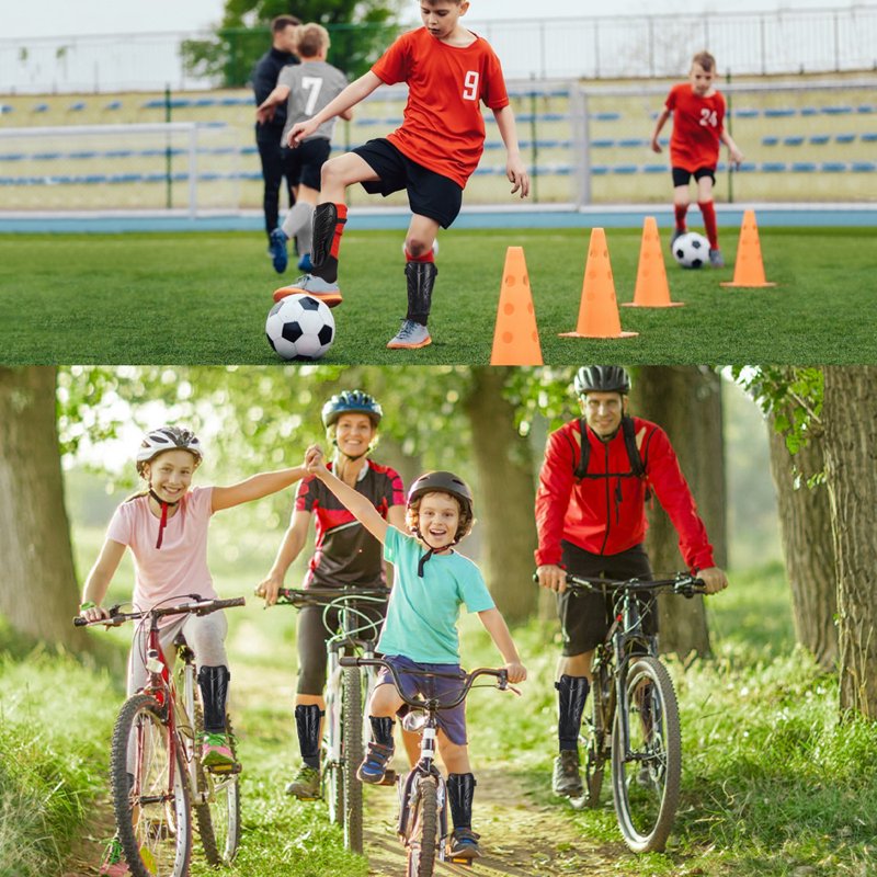 BTideas Soccer Shin Guards Sleeves with Ankle Protection, Adjustable Strap - S (3'11"–4'7")