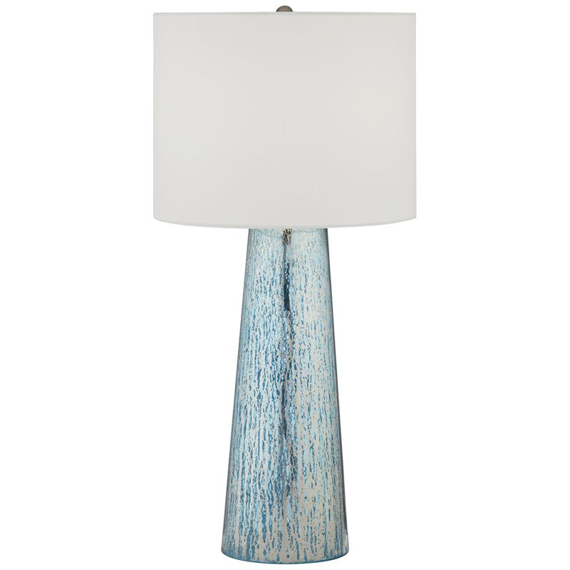 Modern Mercury Glass Table Lamp with White Drum Shade - 30 Inch Tall