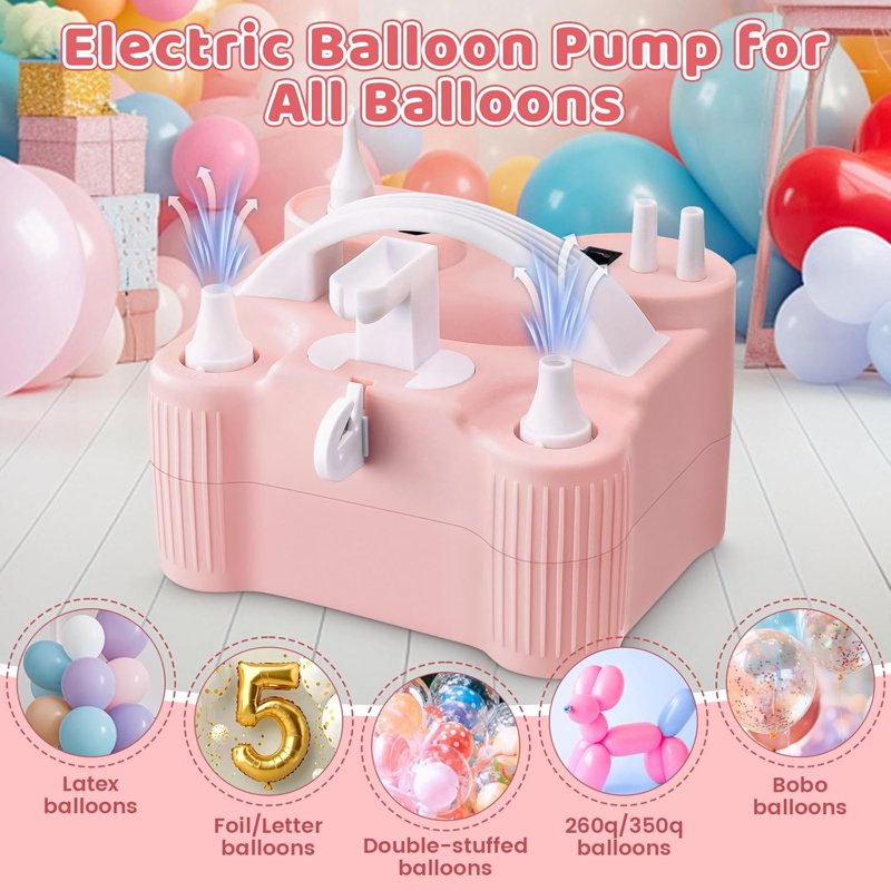4-in-1 Electric Balloon Pump for All Balloons and Inflatables - 600W Portable Air Blower