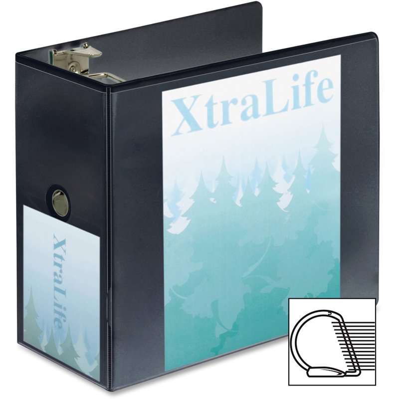 Heavy-Duty Non-Stick Locking Slant-D Binder 6 Inch Capacity, 11 x 8.5 Black