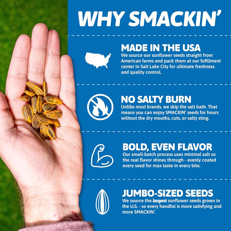 Roasted Jumbo Sunflower Seeds in 1.5oz Bags - Multiple Flavors, Small Batch, American Made