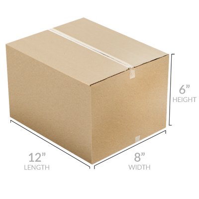 12x8x6 Inch Corrugated Shipping Boxes Pack of 25 - Heavy Duty Cardboard Storage